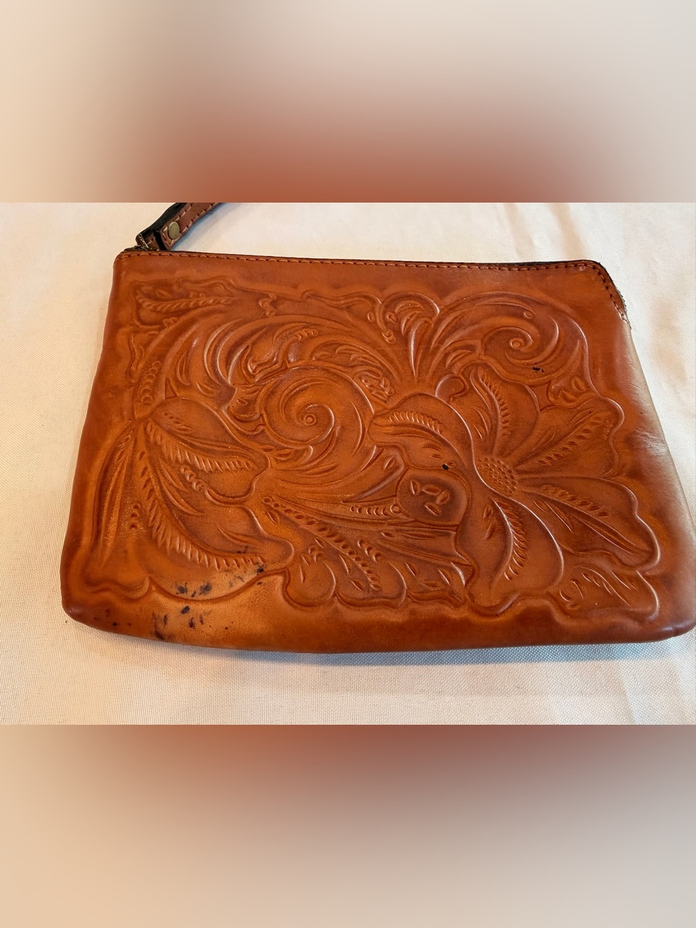 Patricia Nash Cassini Wristlet With Intricate Tooled Leather Finish